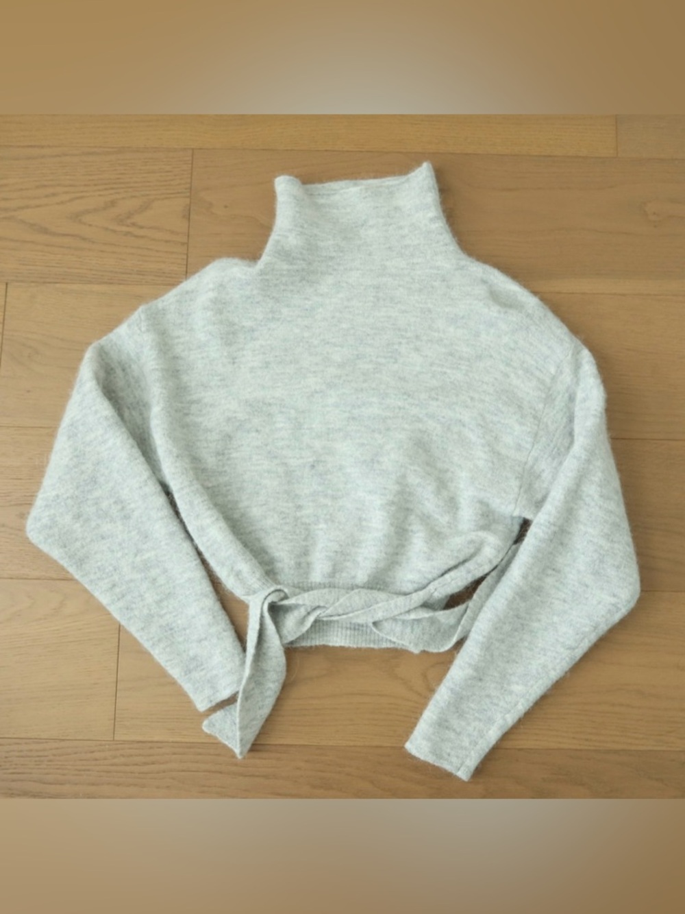 Wilfred Light Gray Cowl-Neck Tie-Waist Lorin Sweater